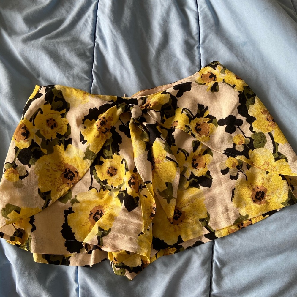Yellow floral print shorts
